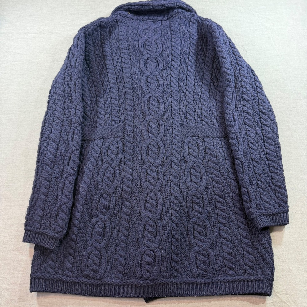 Aran Crafts Cardigan Sweater Womens Medium Navy Blue Excellent Merino Wool Irish - Picture 8 of 8